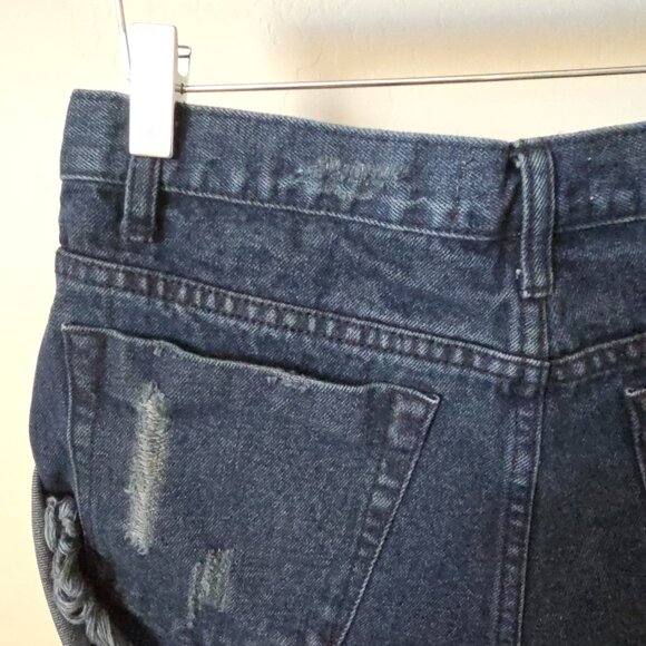 One Teaspoon Distressed Cut Off Fox Black Bandits Denim Jean Shorts - Picture 8 of 14
